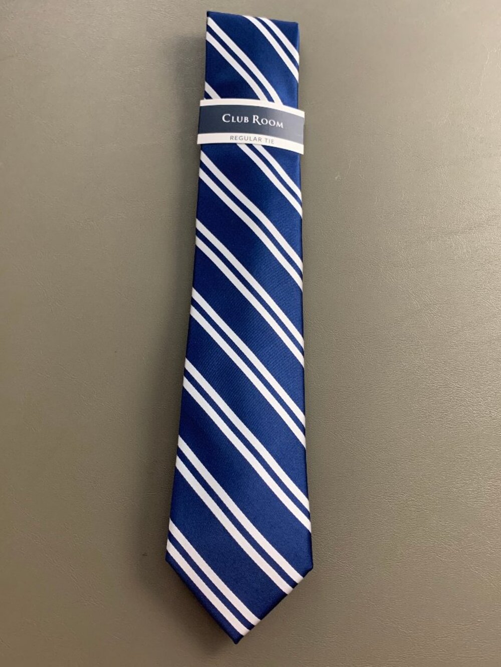 Club Room Men's 3'' 100% Polyester Neck Tie, Navy Blue Evelyn Stripe, One Size